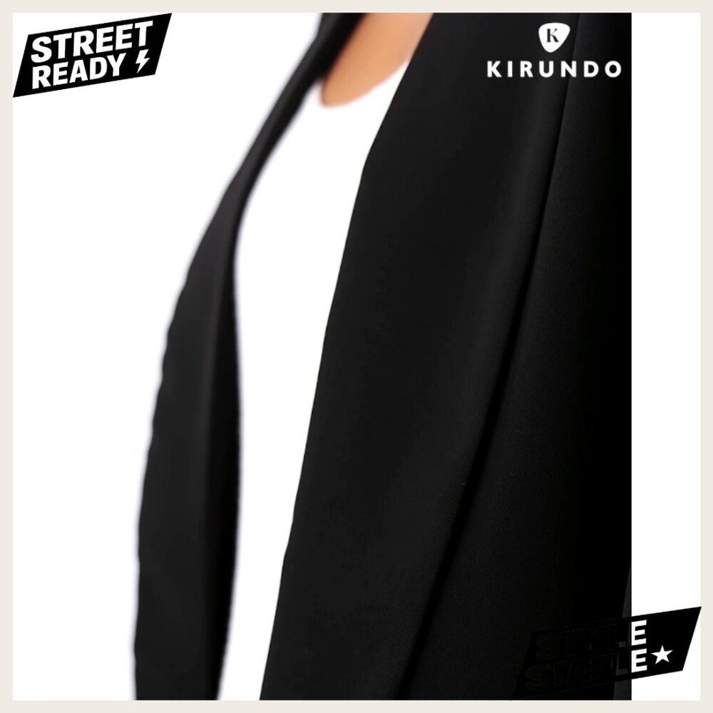 Oversized Blazer Open Front Shawl Collar Business Casual Polyester Jacket - Picture 7 of 7